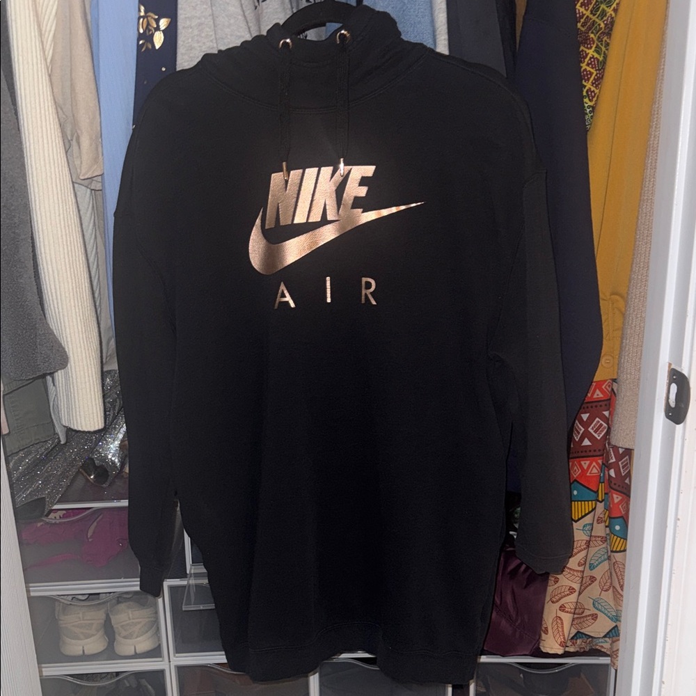Nike Black Hoodie with Metallic Logo